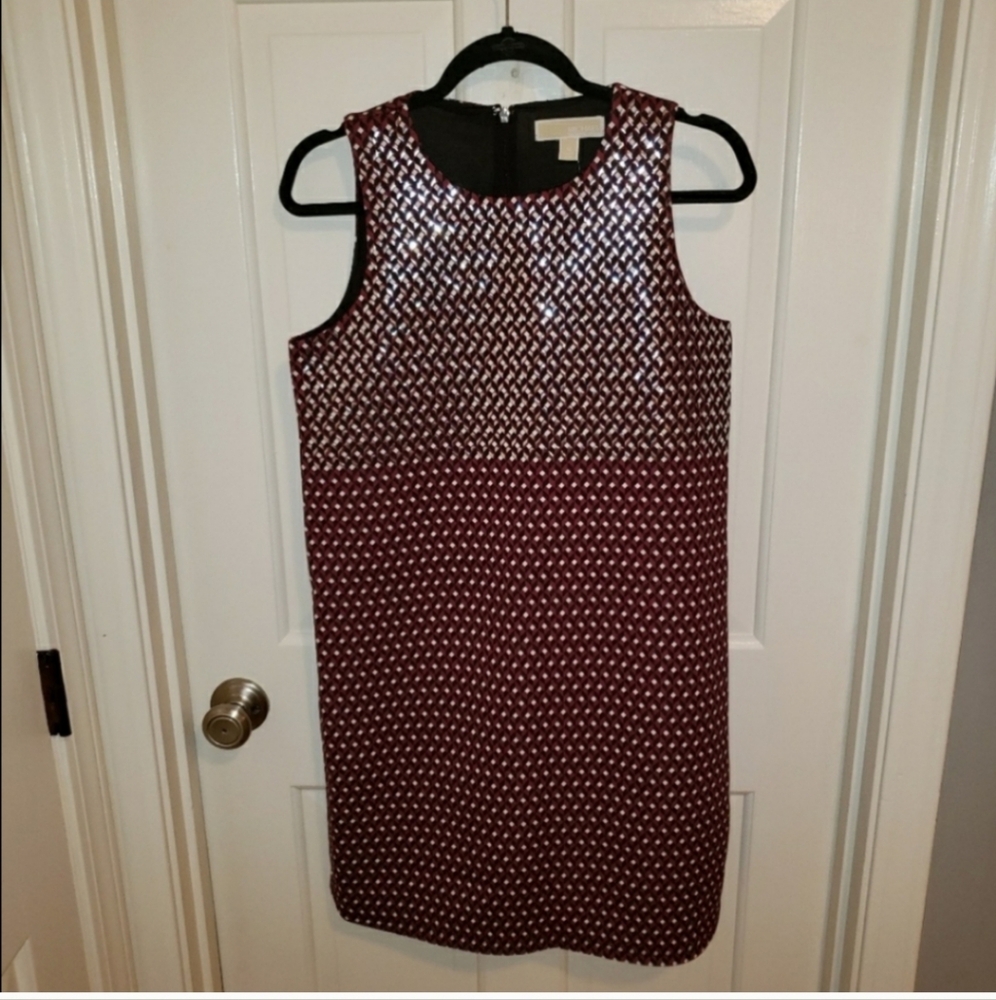 Michael Kors Geometric Printed Studded Dress Size Medium Garnett NWT - Picture 5 of 8